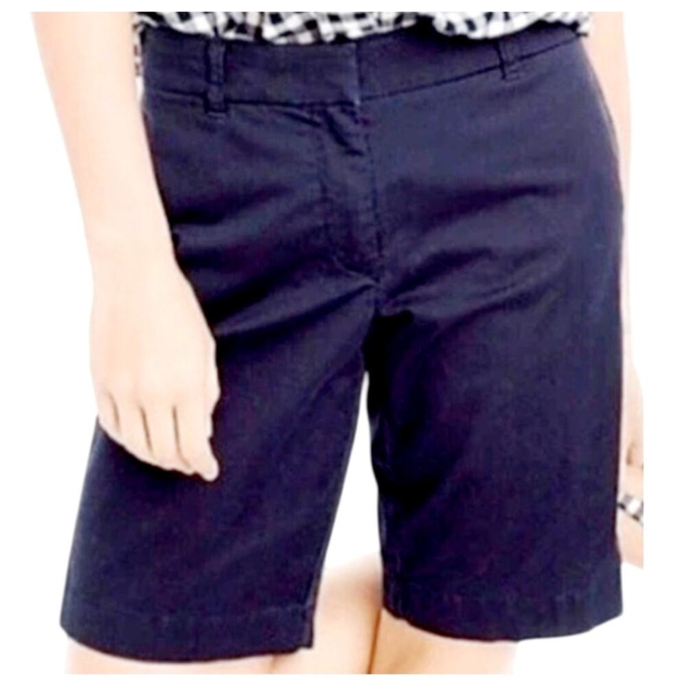 J. Crew Womens Navy Blue Bermuda Stretch Chino Shorts Size 10